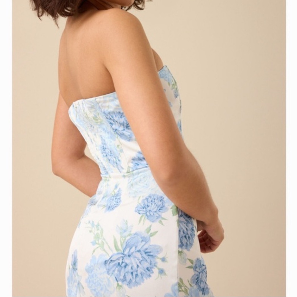 Altar'd State Blue Floral Strapless Dress - Picture 3 of 5